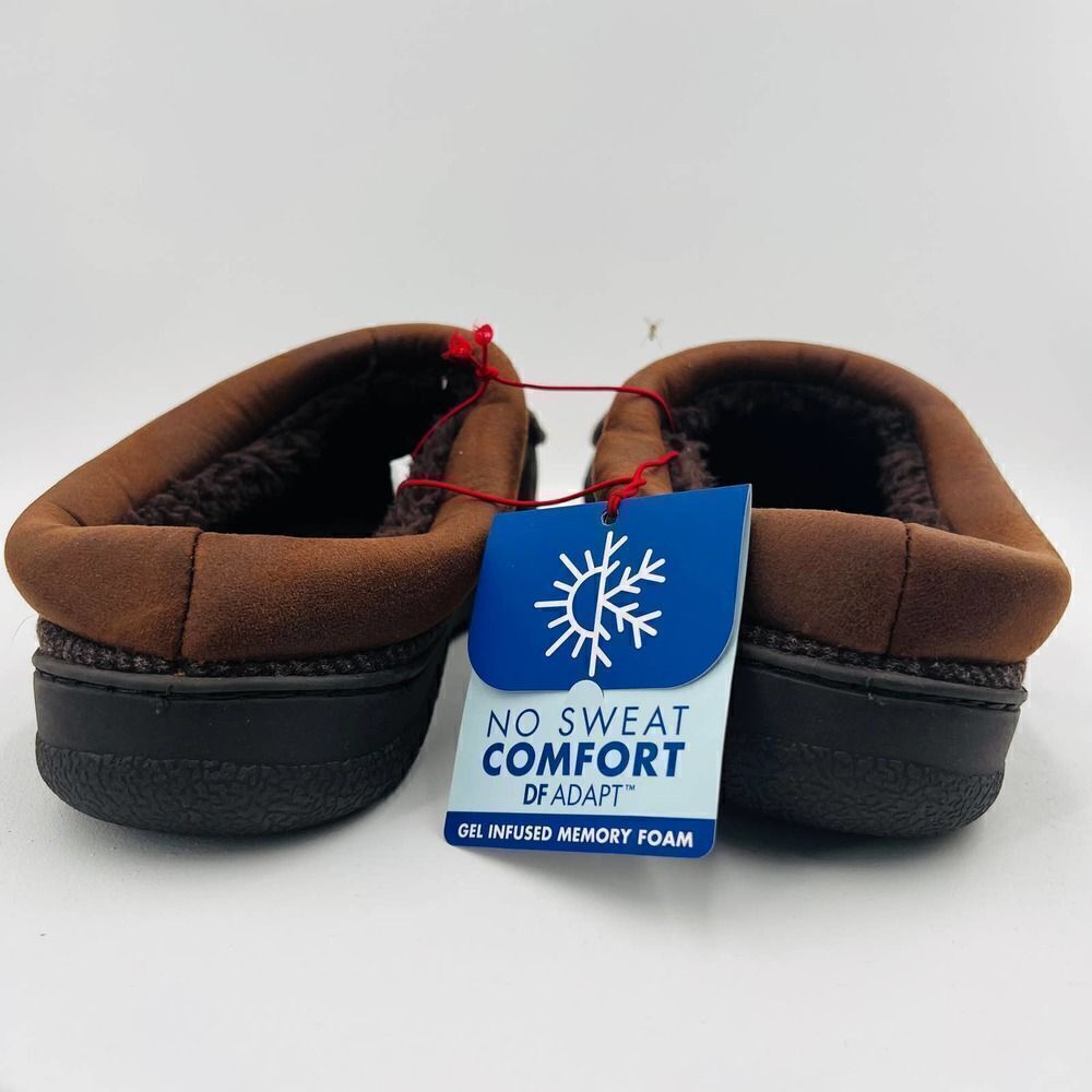 Dearfoams Men's Cozy Comfort Will Moc Toe Clog Brown Slipper Size 9-10 - Picture 11 of 13